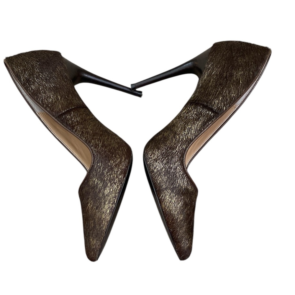 DMSX Donald J Pliner TNeal Brown Fur Pointed Toe Heels - Picture 4 of 6